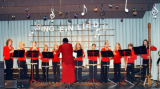 Als nächste Gäste kamen 12 Mädchen vom "Blockflöten-Orchester" der Musikschule Bietigheim-Bissingen auf die Bühne